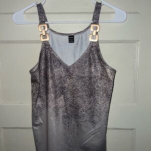 SHEIN Silver Ombre Tank Dress with Gold Square Buckles